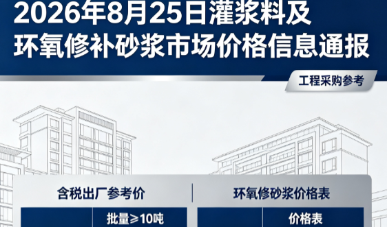 博白2026年8月25日灌浆料及环氧修补砂浆市场价格信息通报